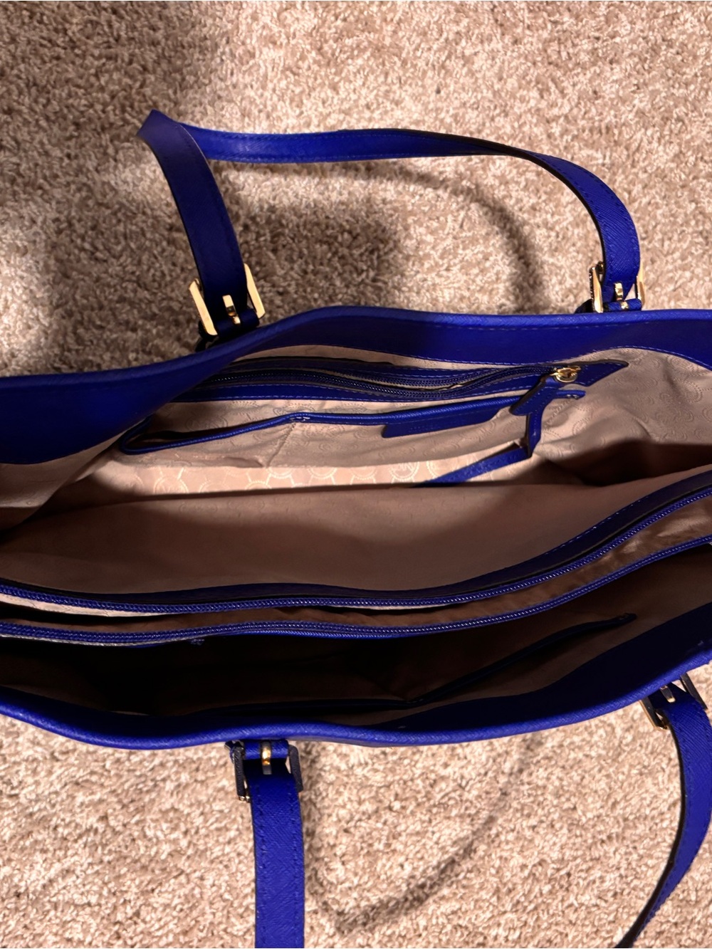 Michael Kors Royal Blue Jet Set Large Tote Gold Hardware - Picture 4 of 7